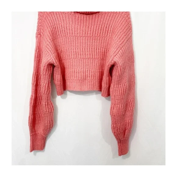 Urban Outfitters Cropped Balloon Sleeve Knit Pullover Sweater in Pink - Picture 9 of 12
